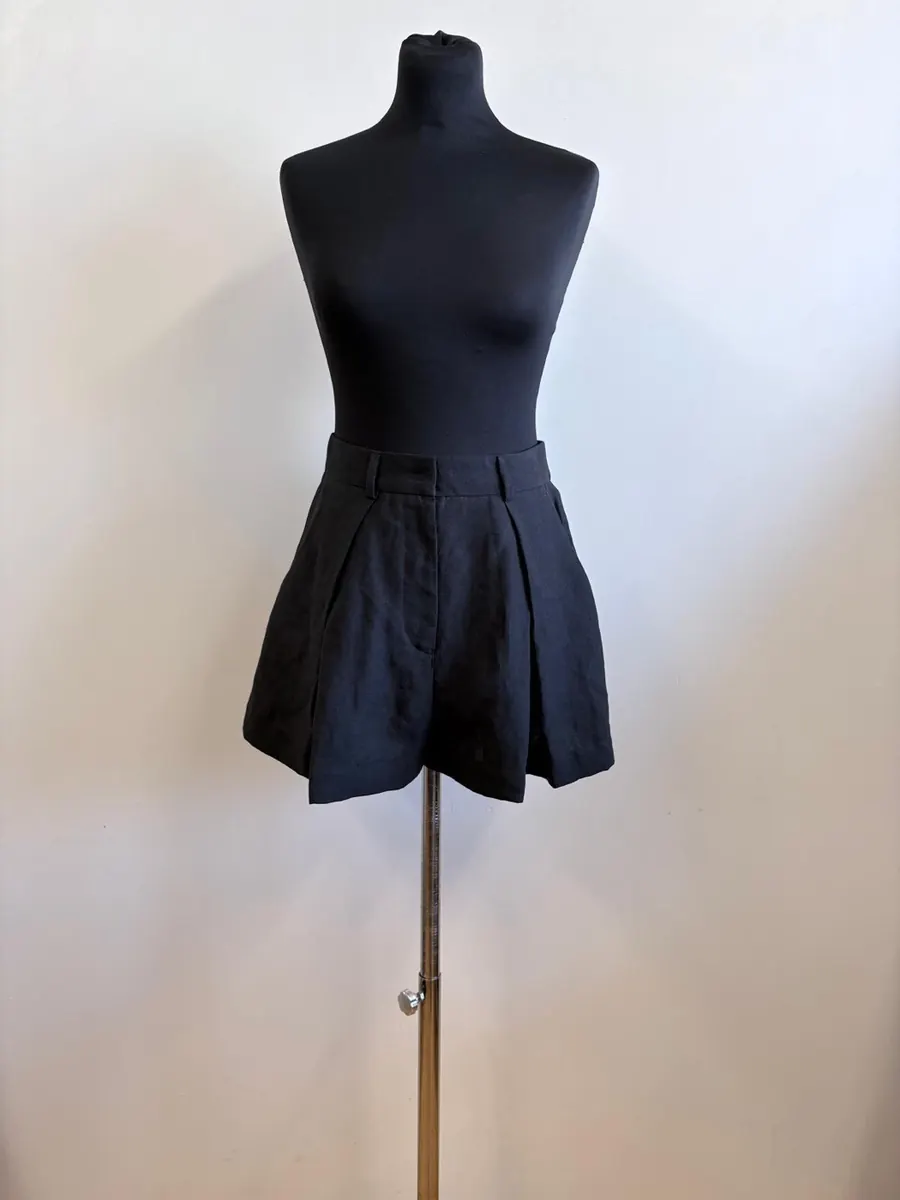 Flared Linen Shorts